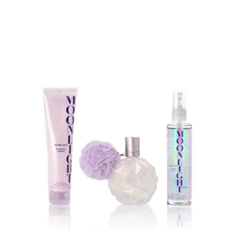 Ariana Grande طقم عطور مونلايت من أريانا غراندي للنساء (طقم أو دو بارفان 100 مل + بخاخ جسم 118 مل + كريم سوفليه 100 مل)
